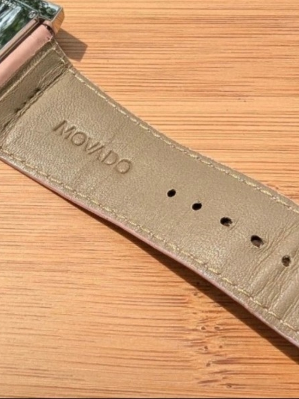 Movado Pink Leather Strap Men’s Watch - Picture 7 of 12